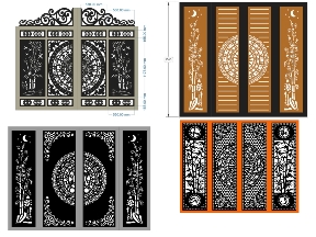 Bộ sưu tập 16 Mẫu Cổng 4 Cánh Họa Tiết Trúc Cách Điệu – Trống Đồng