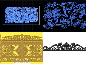 Bộ sưu tập Autocad bộ 5 mẫu Tứ Linh CNC họa tiết tinh tế