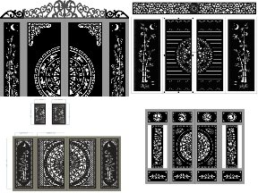 Bộ sưu tập Bộ 5 mẫu cổng trúc cnc file dxf đẹp