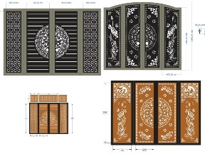 Bộ sưu tập Bộ 16 bản vẽ cổng 4 cánh mới nhất