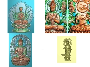 Bộ sưu tập Bộ 5 mẫu Phật giáo thiết kế trên phần mềm jdpaint