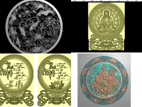 Bộ sưu tập Bộ 5 mẫu Tranh đĩa siêu đẹp, độc đáo trang trí thiết kế trên Jdpaint