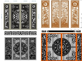 Bộ sưu tập Bộ 5 mẫu Cổng tài lộc 4 cánh cnc file dxf