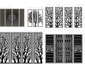 Bộ sưu tập Bộ 5 mẫu cổng 4 cánh họa tiết cây đơn giản nhất