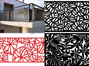Bộ sưu tập Bộ 5 mẫu lan can lá CNC DXF giá tốt