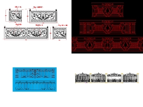 Bộ sưu tập Bộ sưu tập 5 mẫu lan can sắt uốn file dxf đẹp