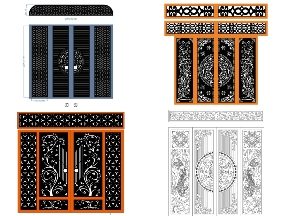 Bộ sưu tập Bộ 10 mẫu Cổng 4 cánh có ô thoáng hot nhất file dxf