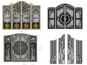 Bộ sưu tập Bộ 10 mẫu Cổng 4 cánh có vòm cnc file cad