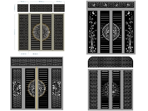 Bộ sưu tập Bộ 10 mẫu Cổng 4 cánh kết hợp ô thoáng mới nhất