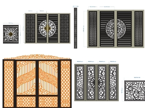 Bộ sưu tập Tổng hợp bộ sưu tập 10 mẫu Cổng 4 cánh và hàng rào file dxf