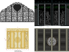Bộ sưu tập Bộ 10 mẫu Cổng 6 cánh cnc mới nhất file dxf