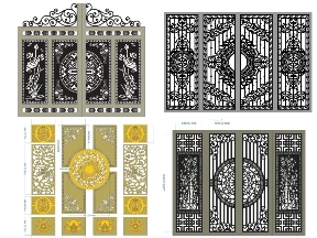 Bộ sưu tập Trọn bộ 15 mẫu Cổng 4 cánh đơn giản đẹp mắt dxf