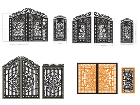 Bộ sưu tập Bộ 5 mẫu Cổng 2 cánh chính và cổng phụ