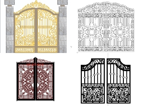 Bộ sưu tập BST trọn bộ 10 mẫu cổng 2 cánh file dxf
