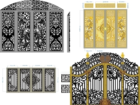 Bộ sưu tập Bộ sưu tập 5 mẫu Cổng 4 cánh file cad đẹp mắt