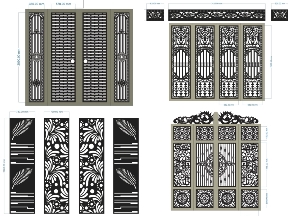 Bộ sưu tập Cổng 4 Cánh Hiện Đại Kết Hợp Nan Dọc Thanh Lịch