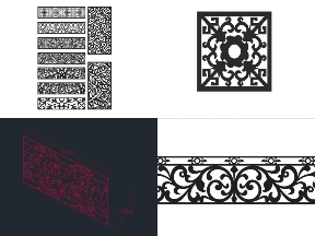 Bộ sưu tập File dxf 5 mẫu thiết kế Lan can CNC 2D