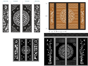 Bộ sưu tập Mẫu Cổng 4 Cánh Sen - Trúc - Cá Đối Xứng Hài Hòa