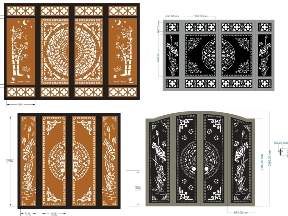 Bộ sưu tập Mẫu Cổng 4 Cánh Trúc- Sen- Cá Mới