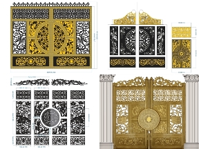 Bộ sưu tập Mẫu Cổng 4 Cánh Tứ Linh Đối Xứng