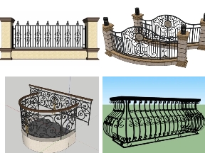 Bộ sưu tập Tổng hợp 8 mẫu lan can hàng rào sketchup