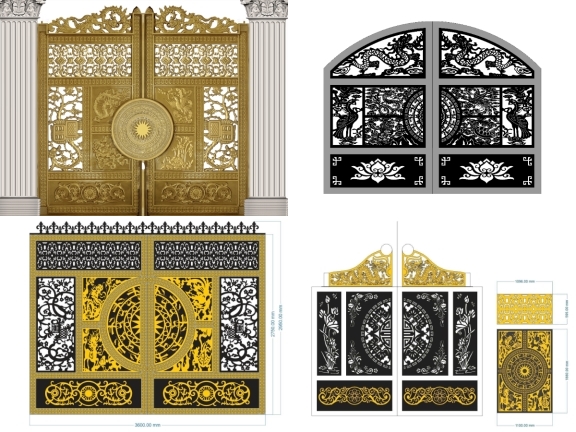 10 MẪU CỔNG 2 CÁNH TỨ LINH - BIỂU TƯỢNG QUYỀN UY, PHONG THỦY HƯNG THỊNH