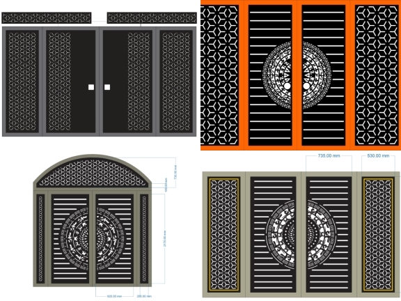 10 Mẫu Cổng 4 Cánh Bông Tuyết Kết Hợp Hoa Văn Tạo Điểm Nhấn