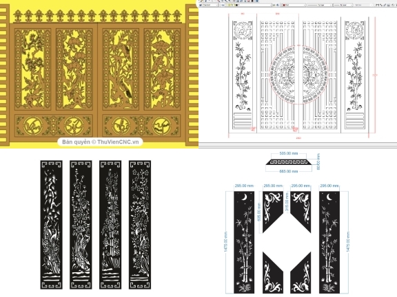 Top 10 mẫu cổng 4 cánh trúc giá rẻ đẹp mắt