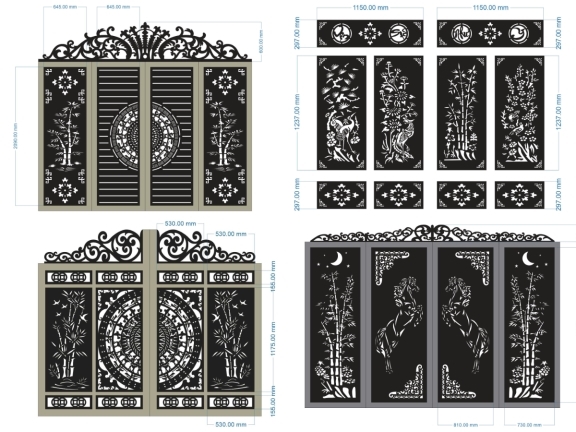 10 mẫu cổng 4 cánh trúc giá rẻ đẹp mắt