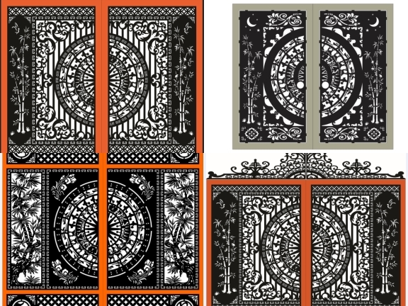 10 Mẫu Cổng CNC 4 Cánh Trúc Truyền Thống Phối Trống Đồng