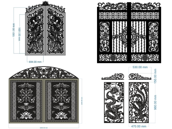 13 Mẫu Cổng 2 Cánh Rồng Kết Hợp Họa Tiết