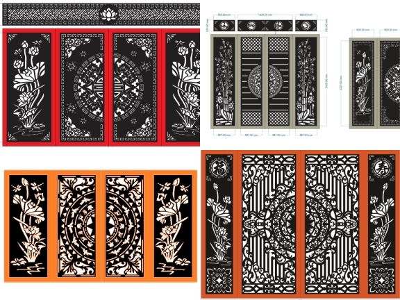 15 Mẫu Cổng 4 Cánh Trống Đồng Sen