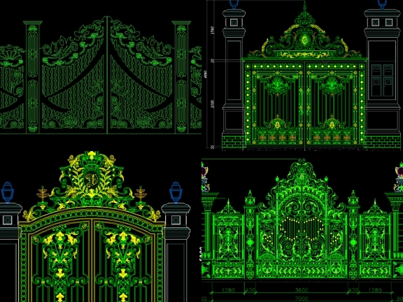 15 mẫu cổng 4 cánh và 2 cánh biệt thự tân cổ điển