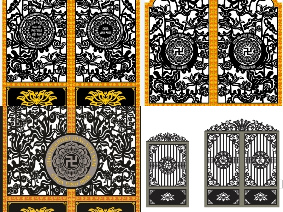 15 Mẫu Cổng Chùa 2 Cánh Trang Nghiêm Và Thanh Tịnh