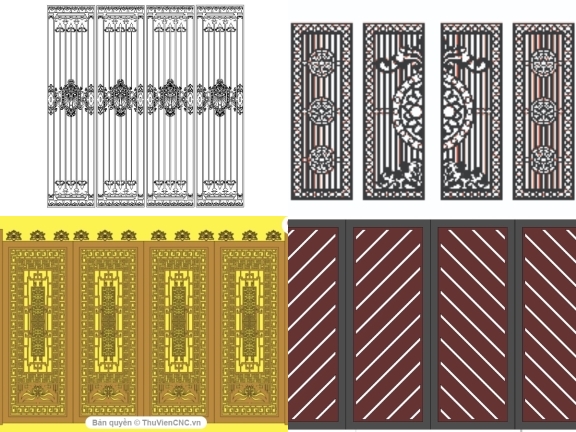 30 mẫu cổng nhà phố 4 cánh cnc giảm 20%