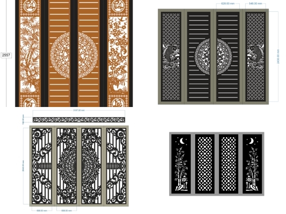 5 bản vẽ cổng 4 cánh thiết kế đẹp hiện đại