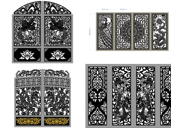5 mẫu cổng cắt cnc rồng phượng