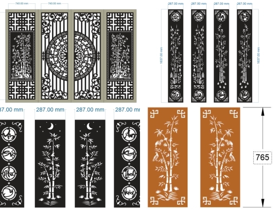 7 mẫu bản vẽ cổng cây trúc