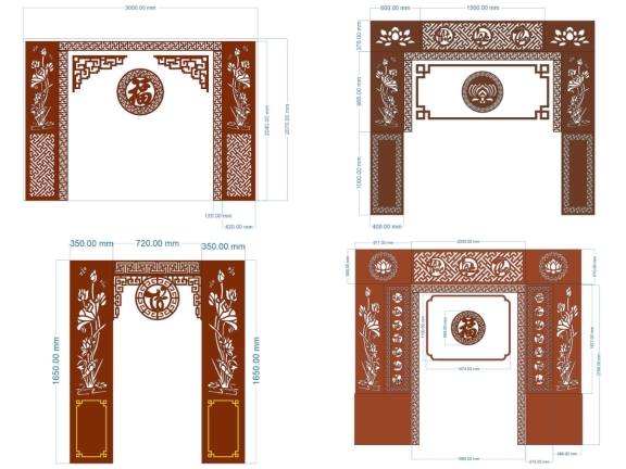 7 mẫu vách ngăn phòng thờ hoa sen CNC