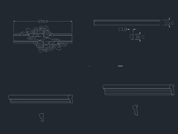 Autocad thiết kế tổng hợp 4 mẫu Phào chỉ chi tiết nhất