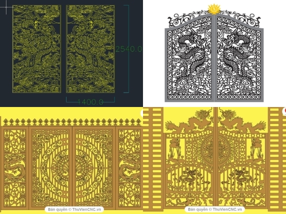 Autocad tổng hợp 5 bộ bản vẽ Cổng Rồng tuyệt đẹp