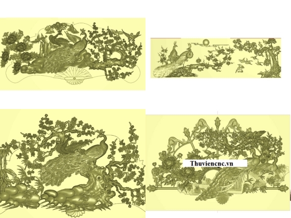 Bộ 10 File mẫu thiết kế Tranh Chim Công CNC trên Jdp