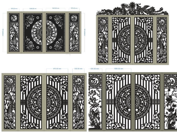 Bộ 10 Mẫu Cổng 4 Cánh Tài Lộc CNC Cao Cấp