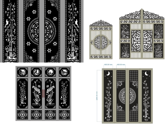 Bộ 5 mẫu cổng 4 cánh trúc cnc mới đẹp mắt