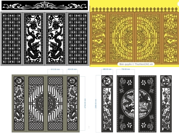 Bộ 5 mẫu Cổng rồng 4 cánh tuyệt đẹp mắt