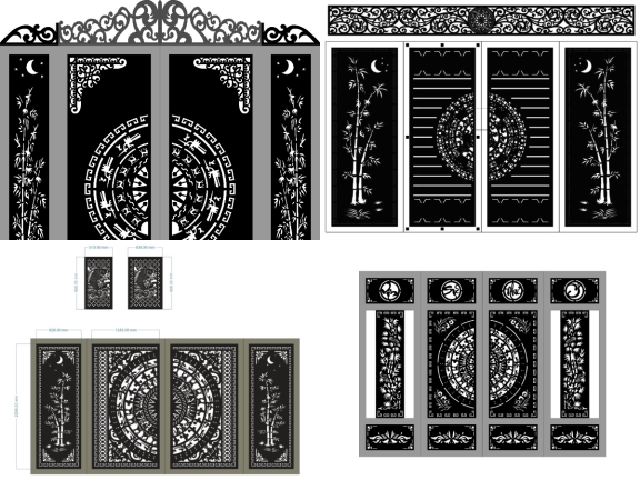 Bộ 5 mẫu cổng trúc cnc file dxf đẹp