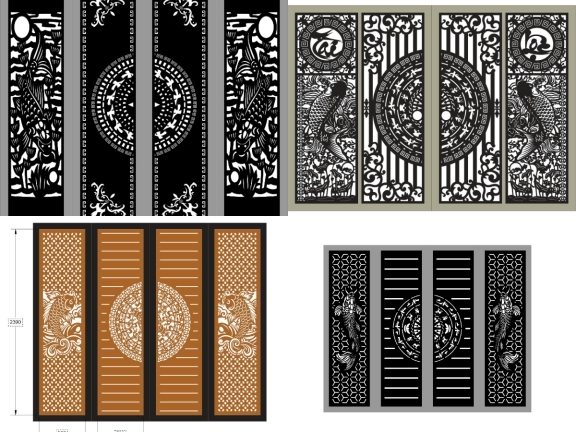 Bộ 15 Mẫu Cổng 4 Cánh Cá Chép Hóa Rồng