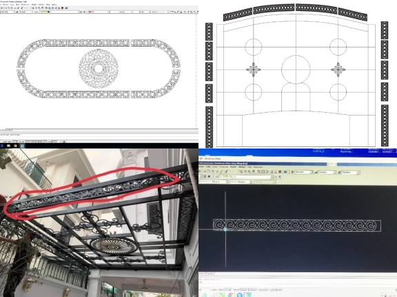 Bộ 4 mẫu Mái kính CNC file autocad