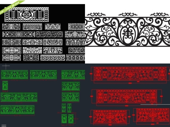 Bộ 5 thiết kế Lan can CNC 2D thiết kế trên Autocad