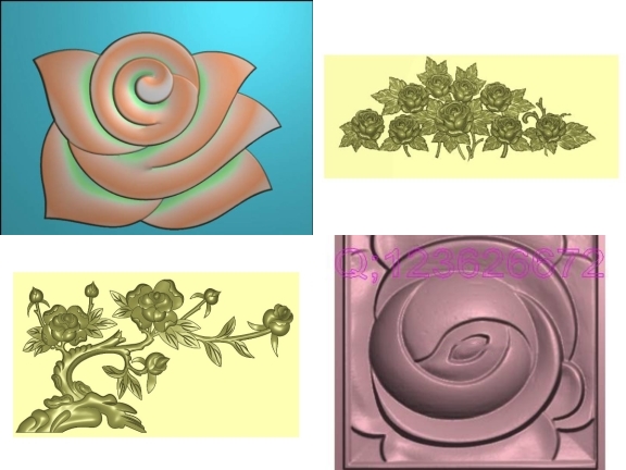 Bộ sưu tập 4 mẫu Hoa hồng CNC jdpaint